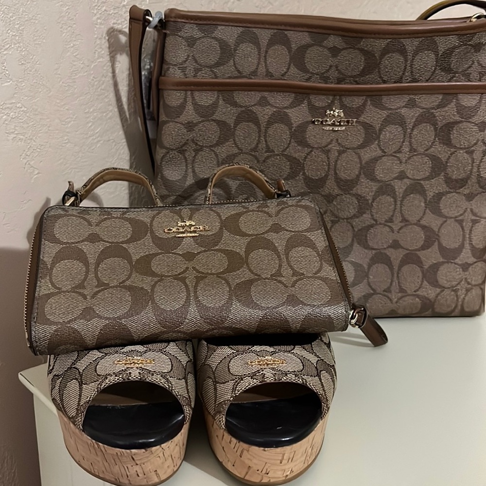 Crossover , wallet and wedge shoes